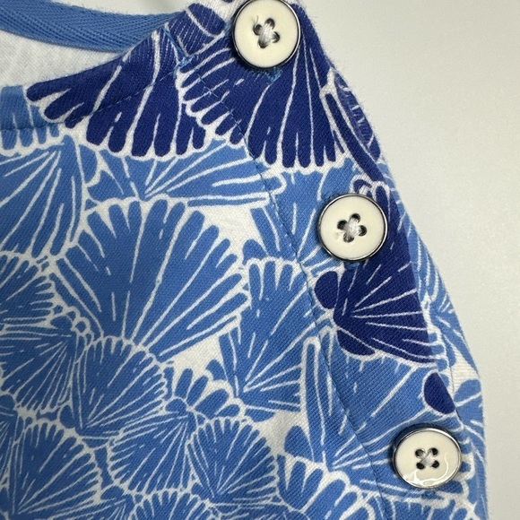 Talbots 100% Cotton Seashell Print Shift Dress Size M Button Detail - Picture 3 of 5